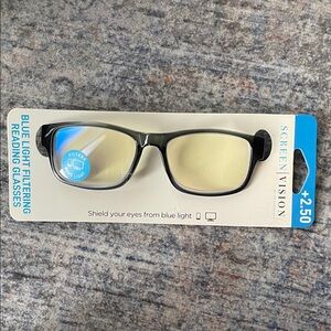 Blue light filtering reading glasses +2.50
